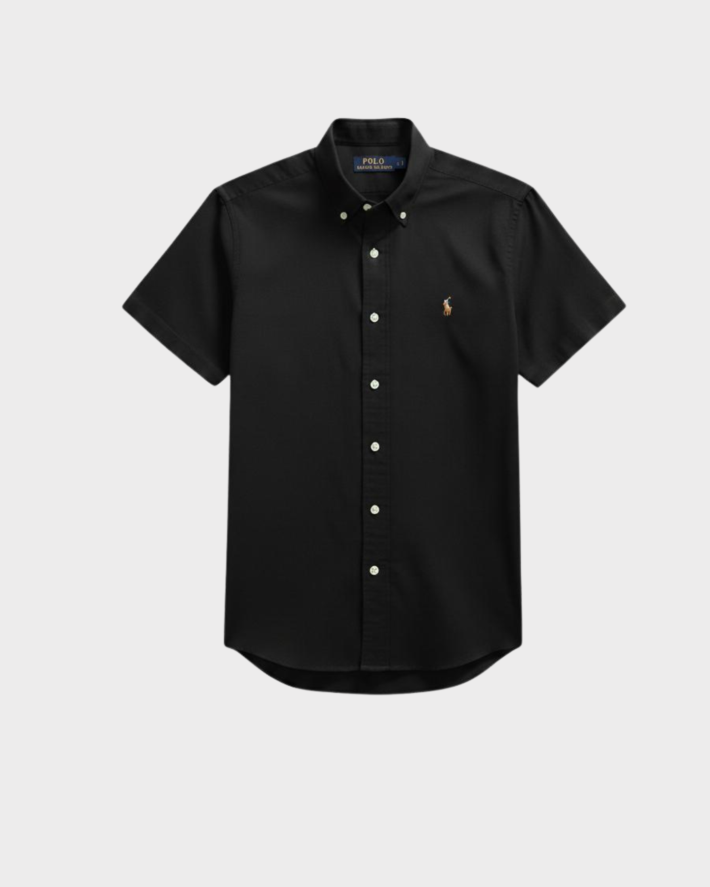 Camisa Ralph Lauren Oxford Negro Manga Corta