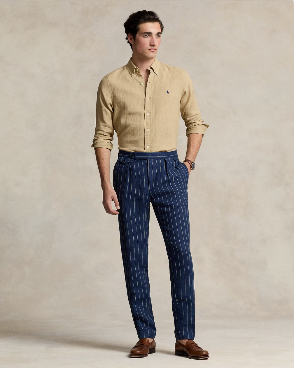 Camisa Lino Ralph Lauren Beige