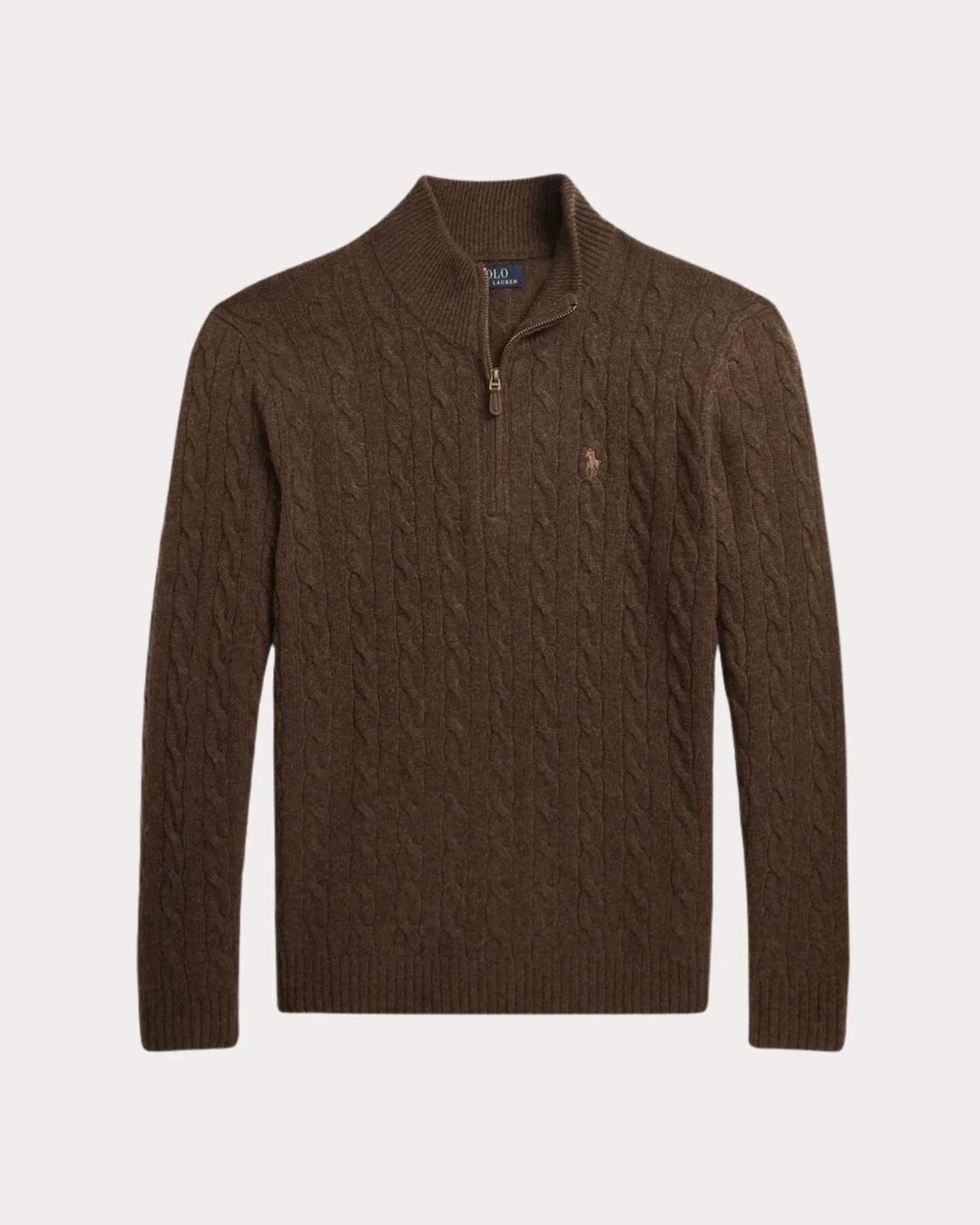 Sweater Ralph Lauren Trenzado 1/4 Zip Marrón