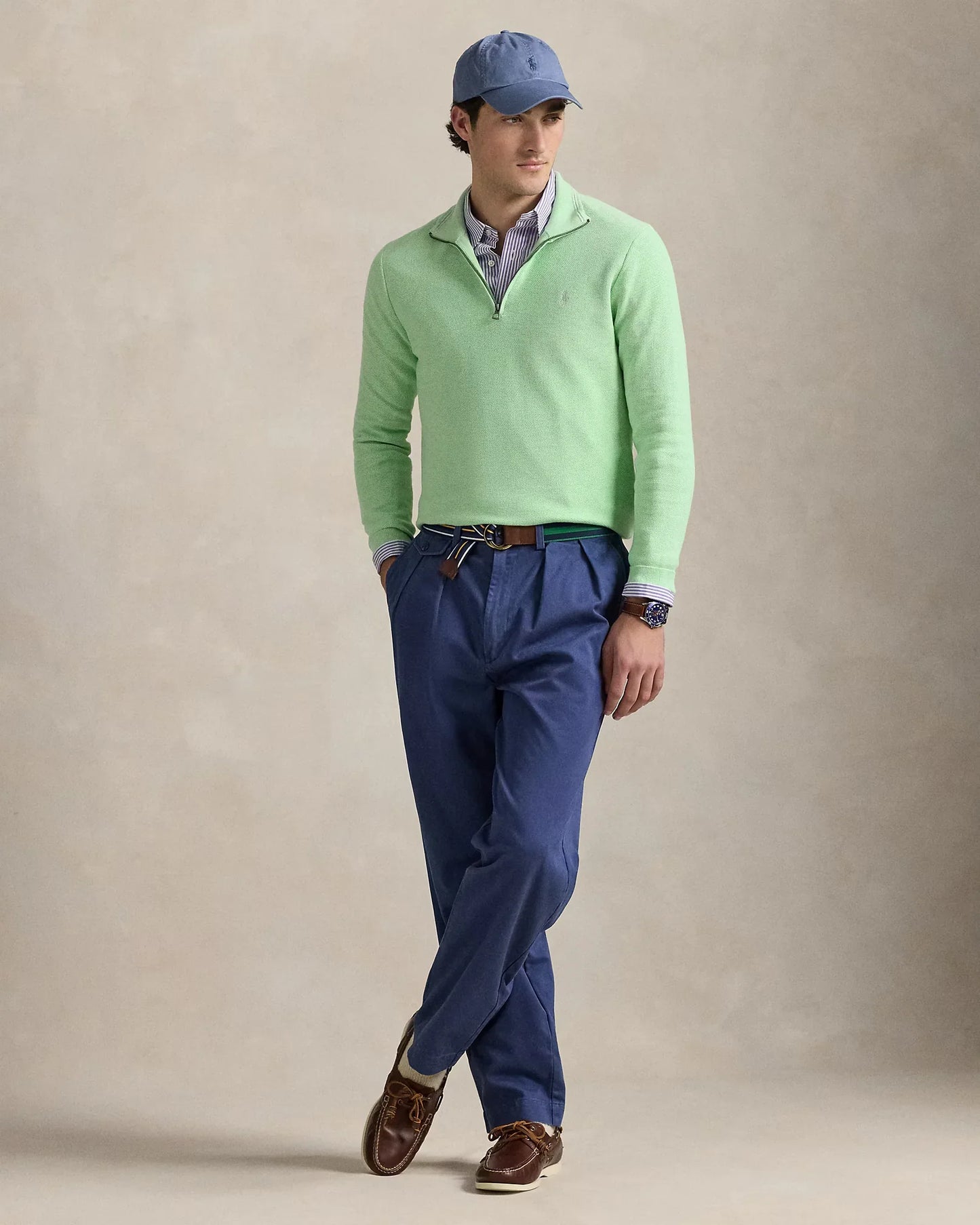 Sweater 1/4 Ralph Lauren Verde Alcachofa