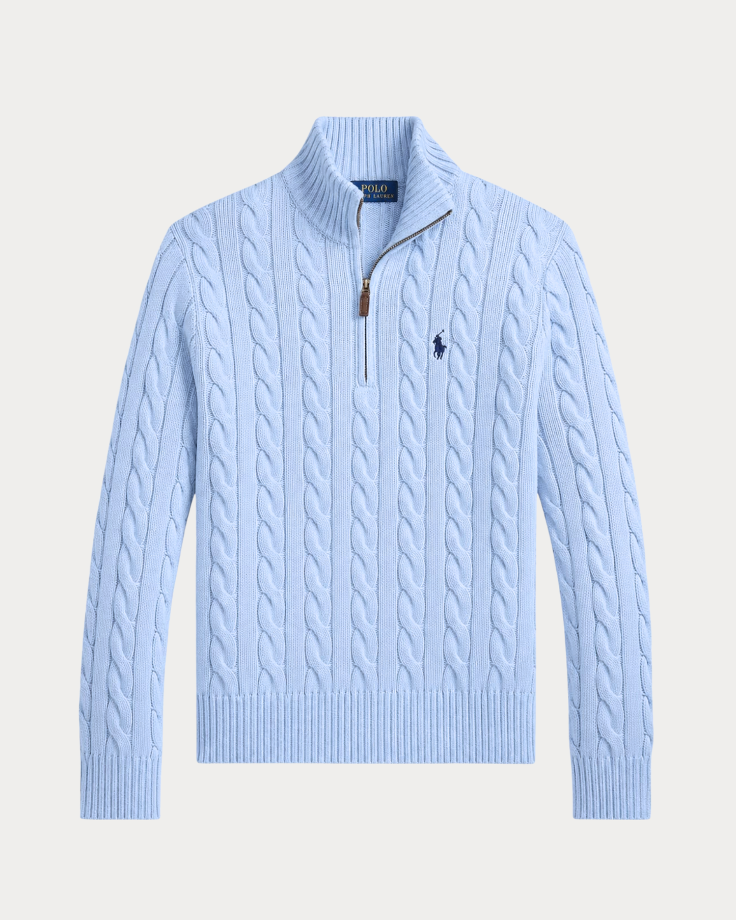 Sweater Ralph Lauren Trenzado 1/4 Zip Celeste Bajo