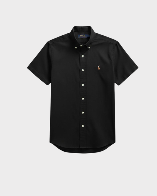 Camisa Ralph Lauren Oxford Negro Manga Corta
