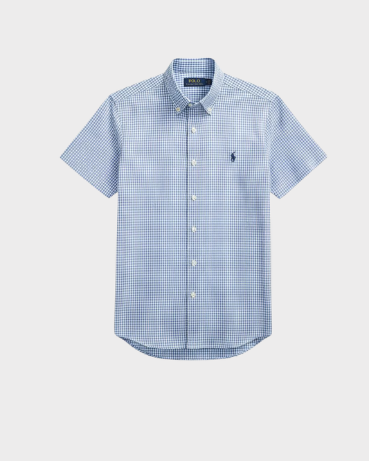 Camisa Ralph Lauren Cuadros Celeste Manga Corta