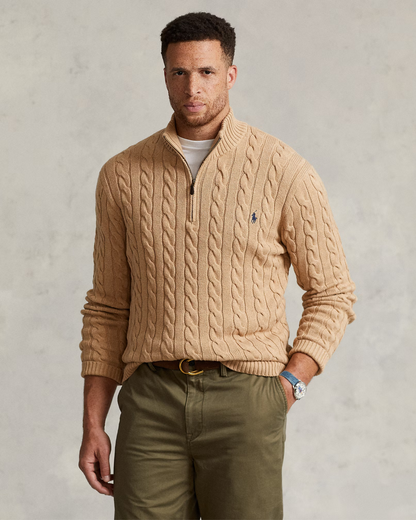 Sweater Ralph Lauren Trenzado 1/4 Zip Camel