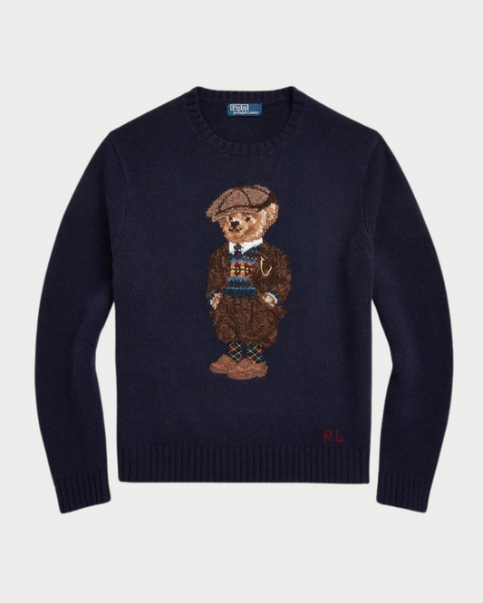 Wool Heritage Bear Knitted Sweater Navy