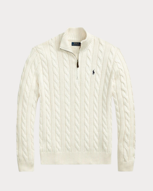 Sweater Ralph Lauren Trenzado 1/4 Zip Blanco