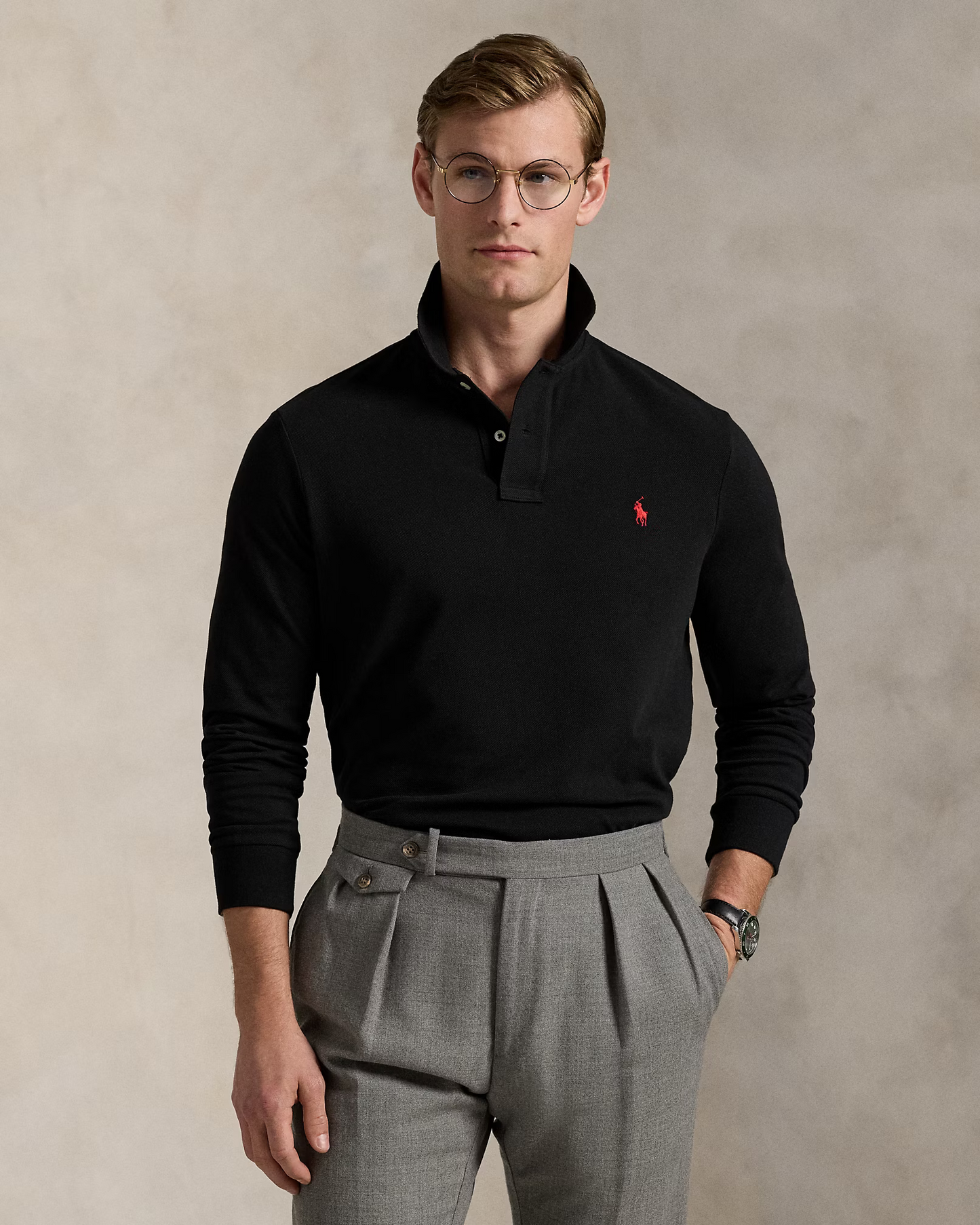 Camisero Ralph Lauren Manga Larga Negro