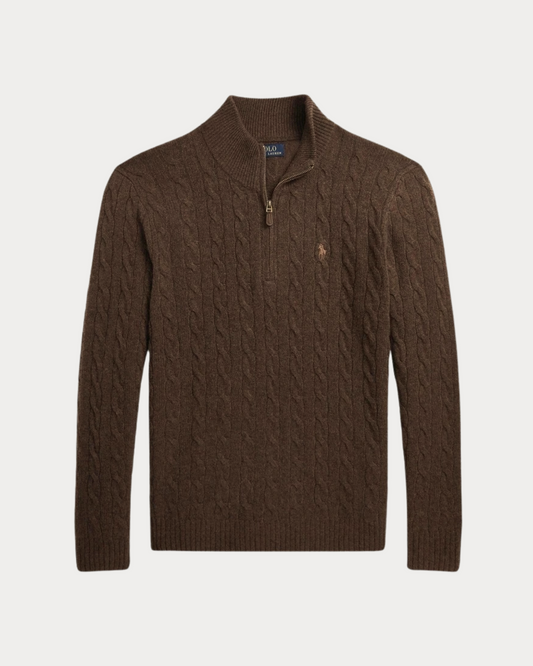 Sweater Ralph Lauren Trenzado 1/4 Zip Marrón