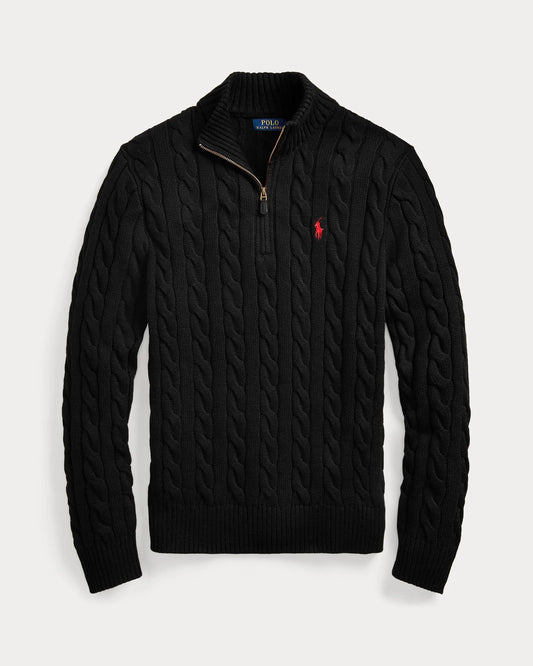 Sweater Ralph Lauren Trenzado 1/4 Zip Negro