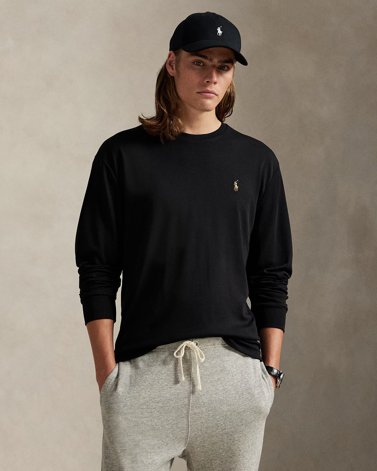 Polo Ralph Lauren Manga Larga Soft Cotton Negro [PREVENTA]