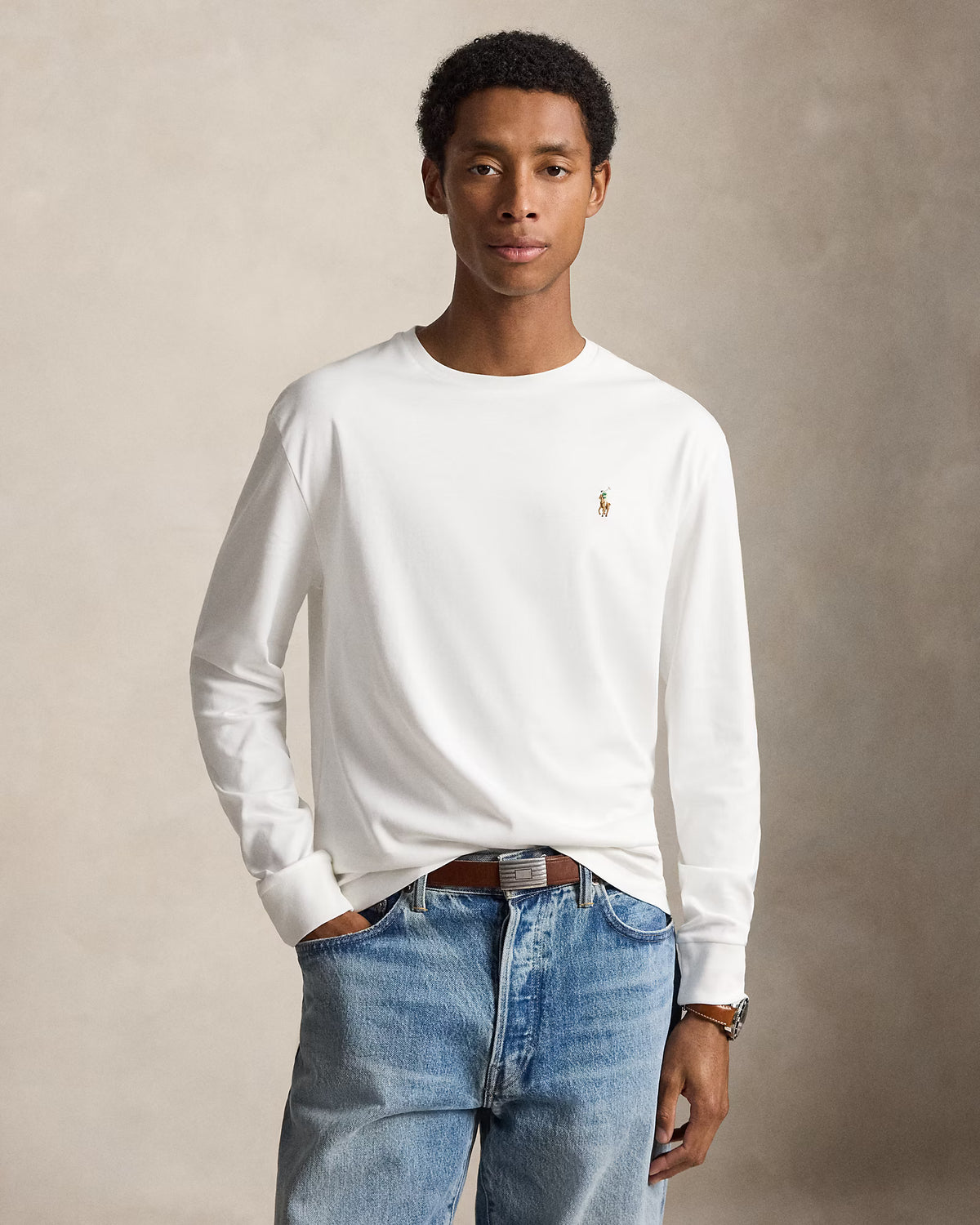 Polo Ralph Lauren Manga Larga Soft Cotton Blanco [PREVENTA]
