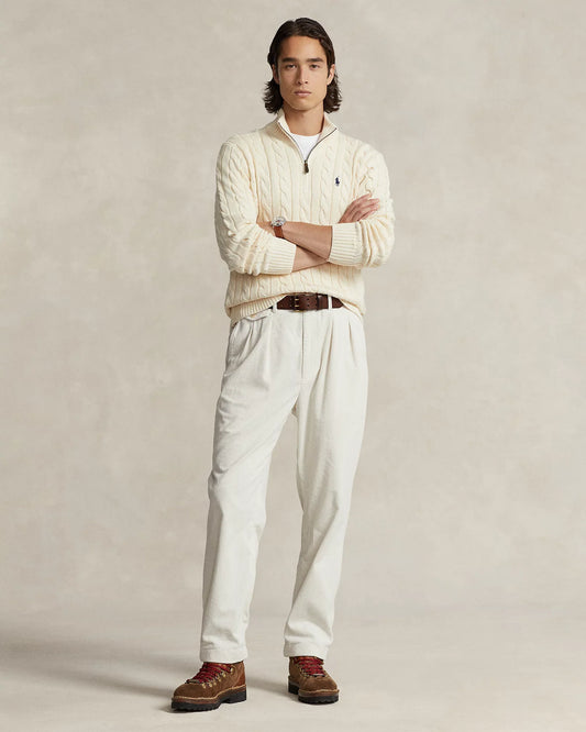 Sweater Ralph Lauren Trenzado 1/4 Zip Blanco [A PEDIDO]