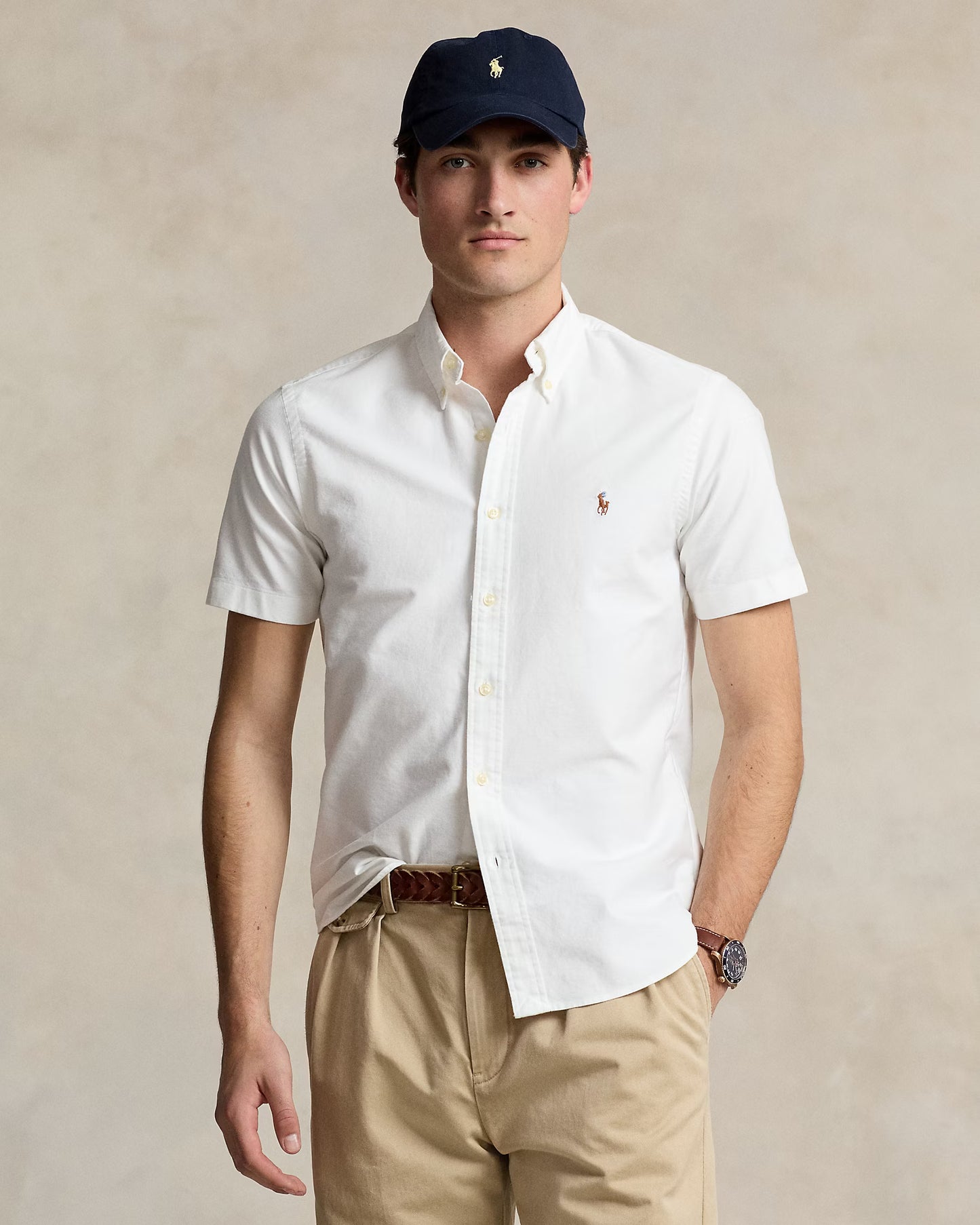 Camisa Ralph Lauren Oxford Blanca Manga Corta