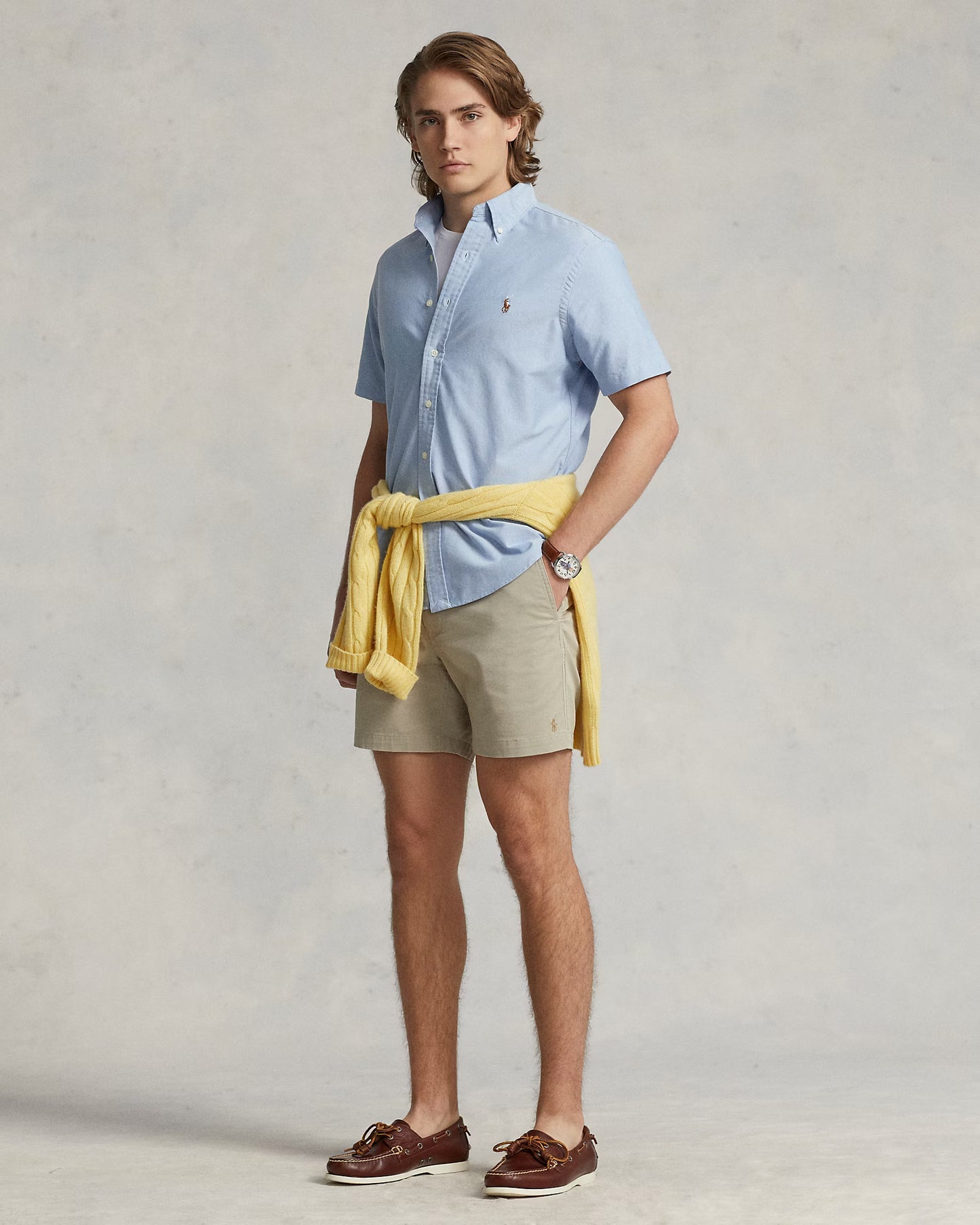 Camisa Ralph Lauren Oxford Celeste Manga Corta