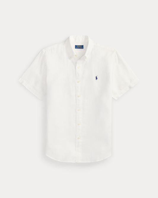 Camisa Ralph Lauren Lino Blanca Manga Corta