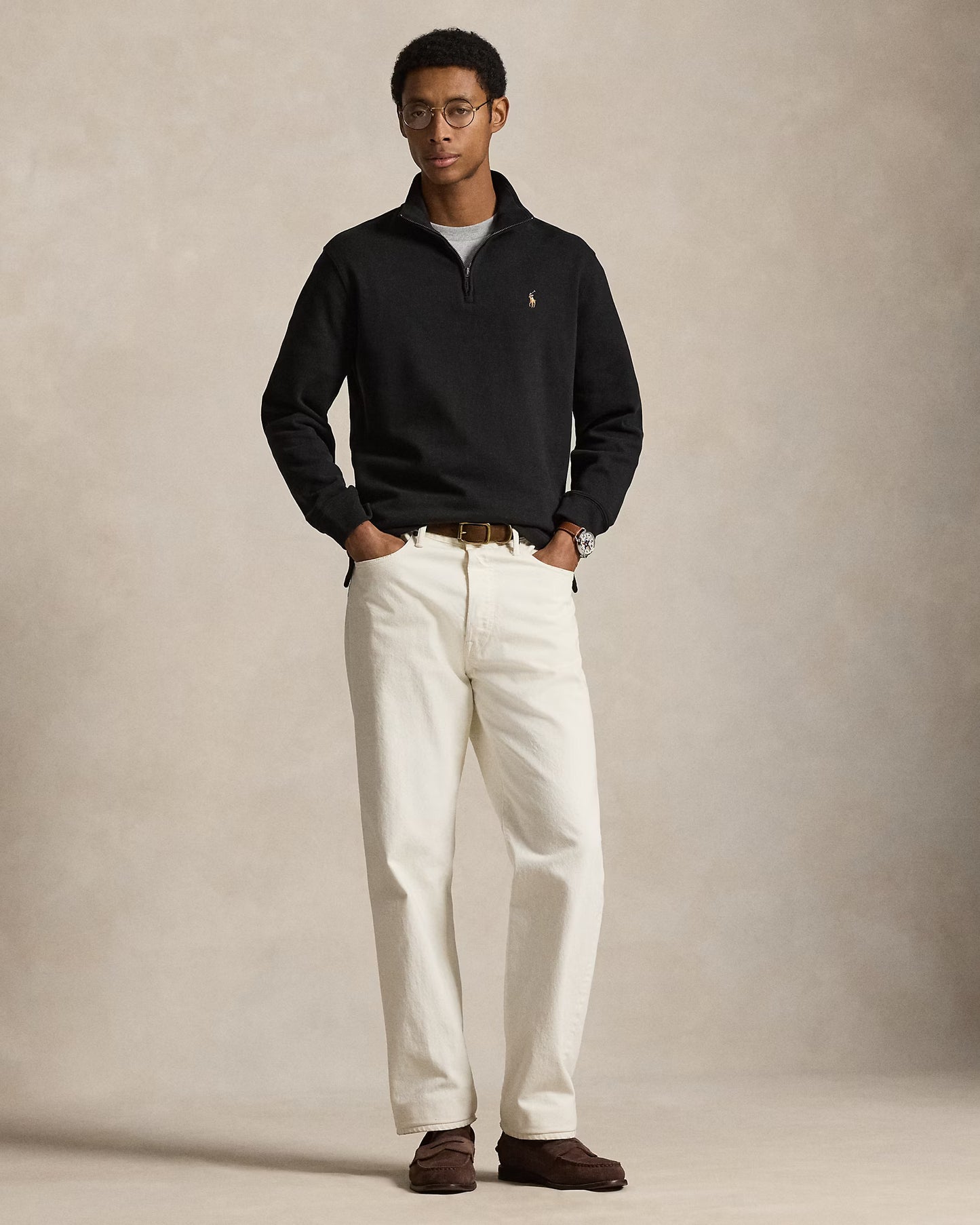 Sweater 1/4 Ralph Lauren Estate Rib Negro [A PEDIDO]