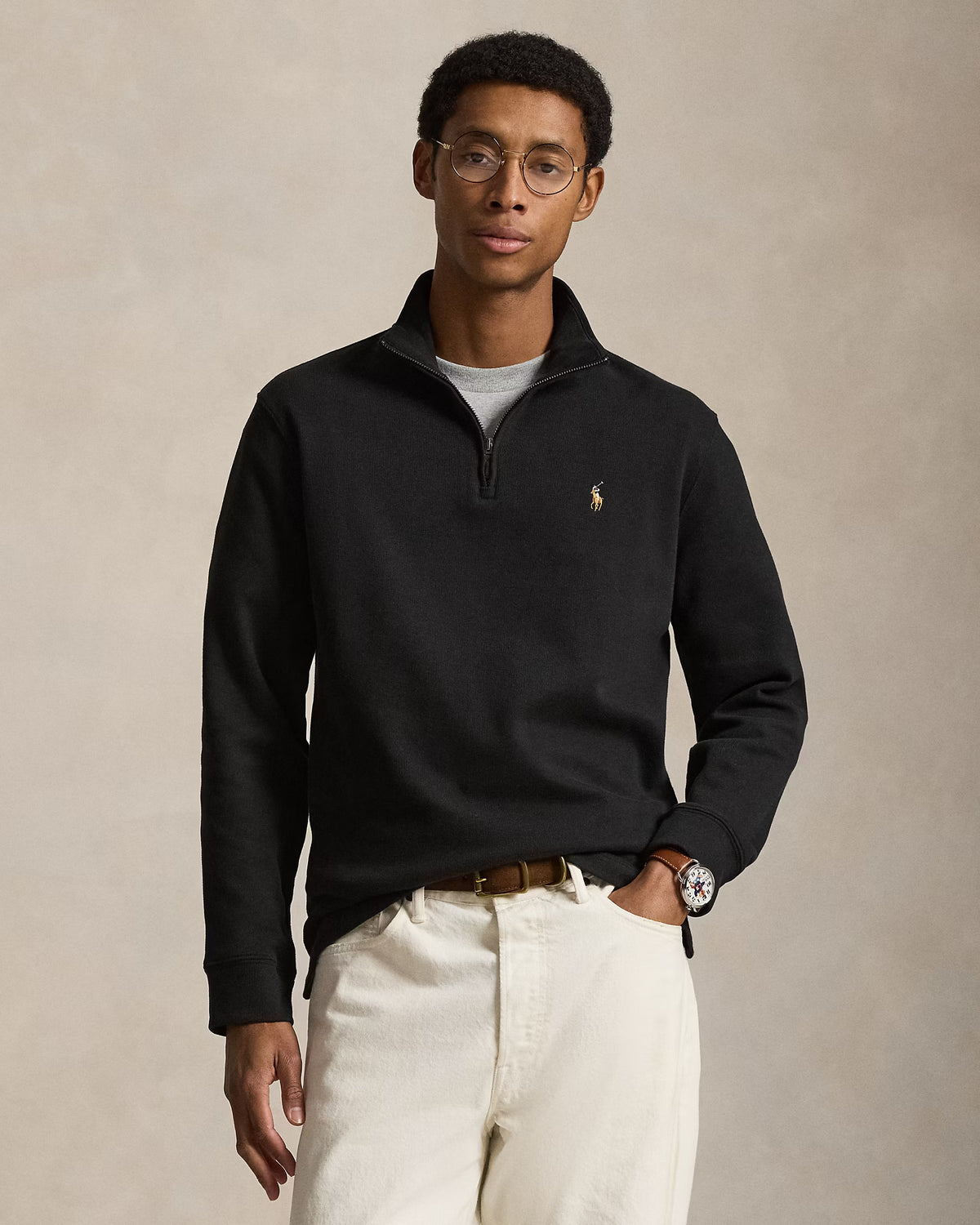 Sweater 1/4 Ralph Lauren Estate Rib Negro [A PEDIDO]