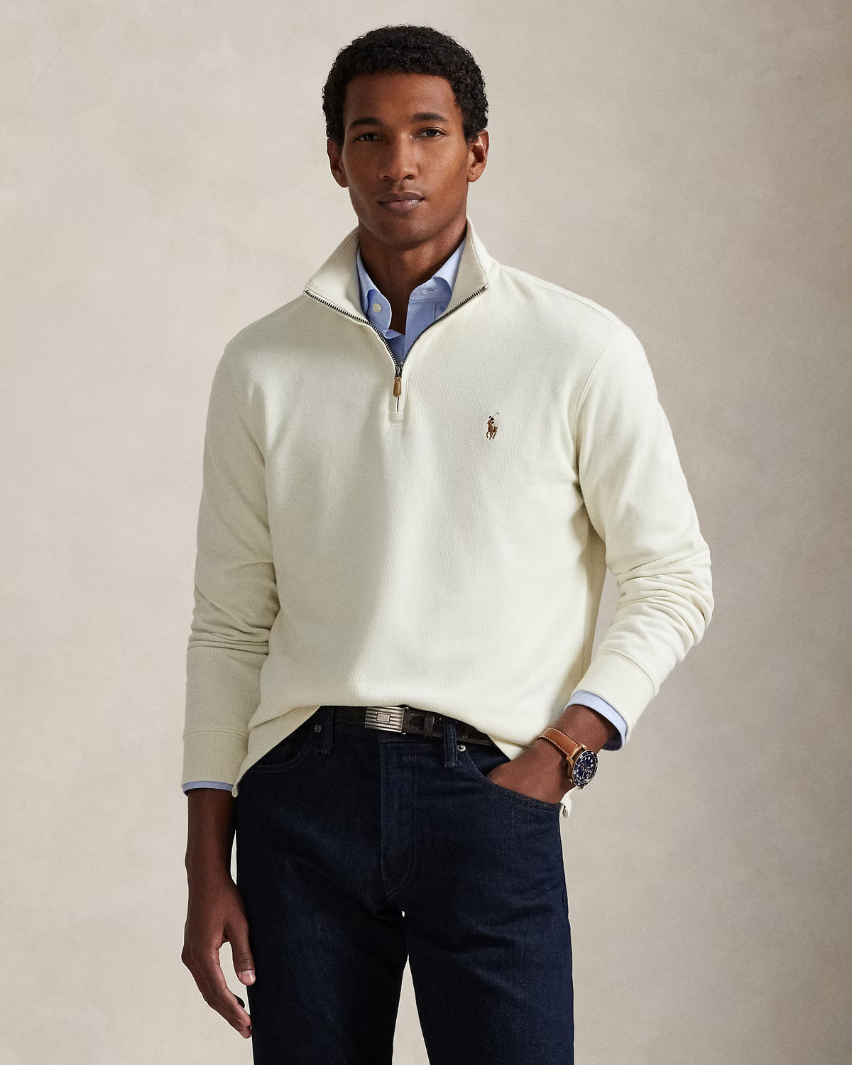Sweater 1/4 Ralph Lauren Estate Rib Crema [A PEDIDO]