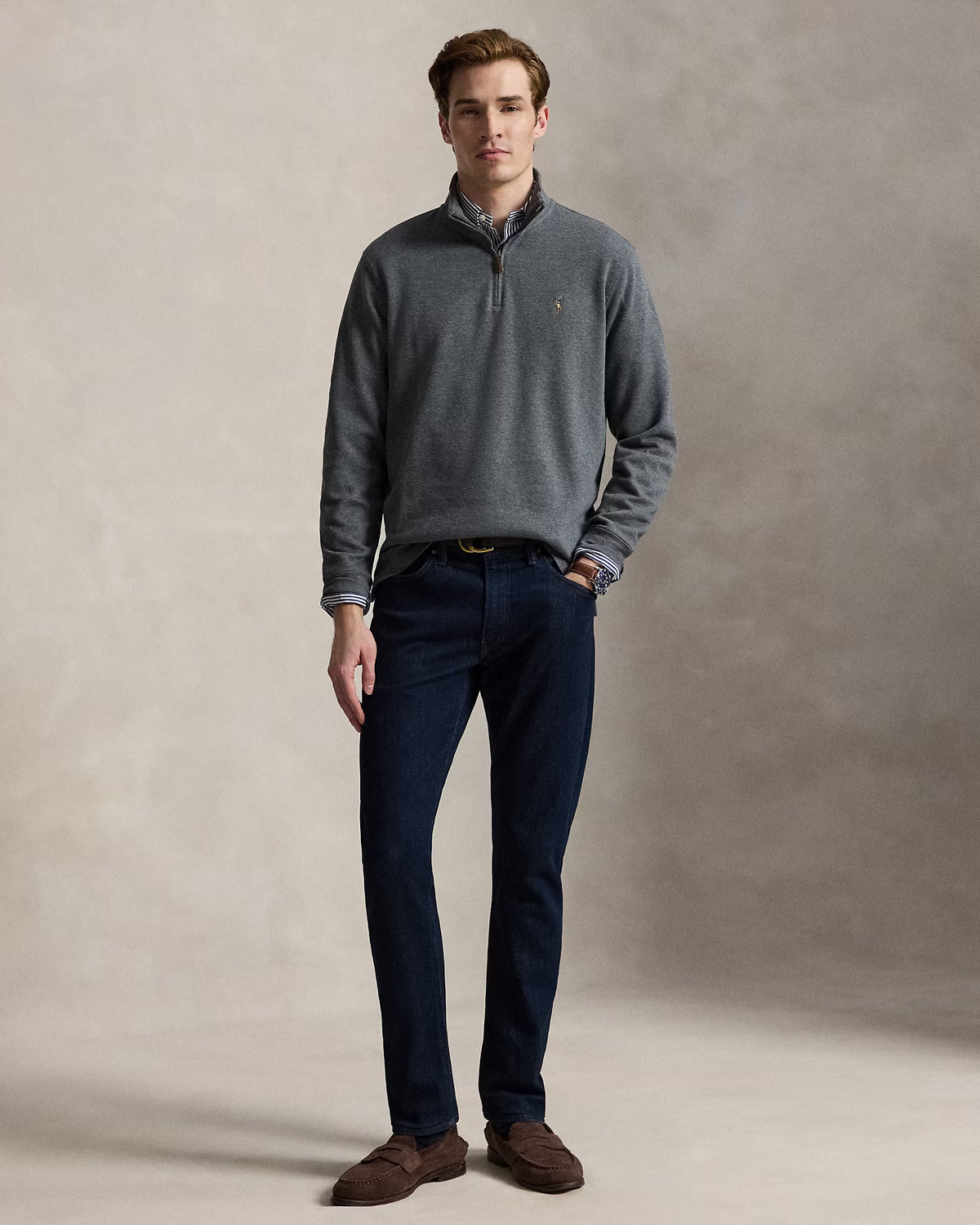 Sweater 1/4 Ralph Lauren Estate Rib Grafito [A PEDIDO]