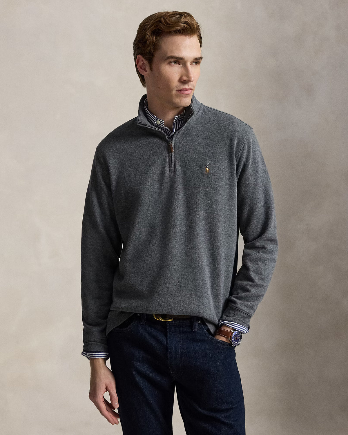 Sweater 1/4 Ralph Lauren Estate Rib Grafito [A PEDIDO]