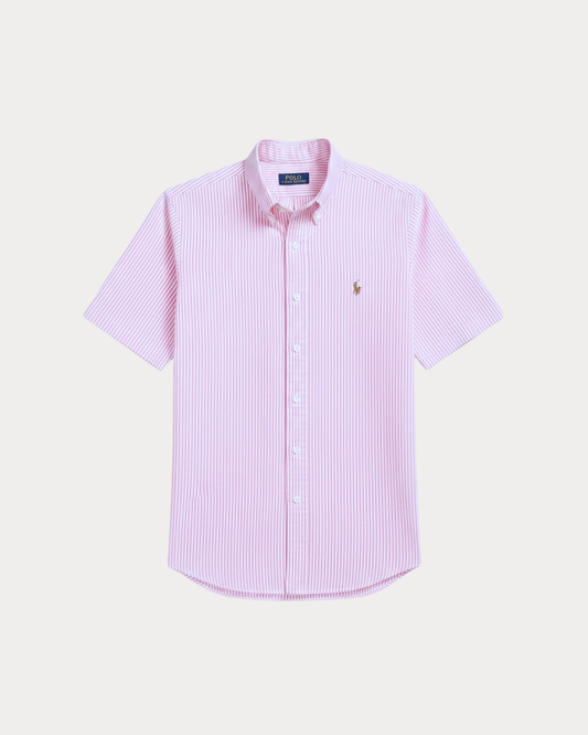 Camisa Ralph Lauren Listada Rosada Manga Corta