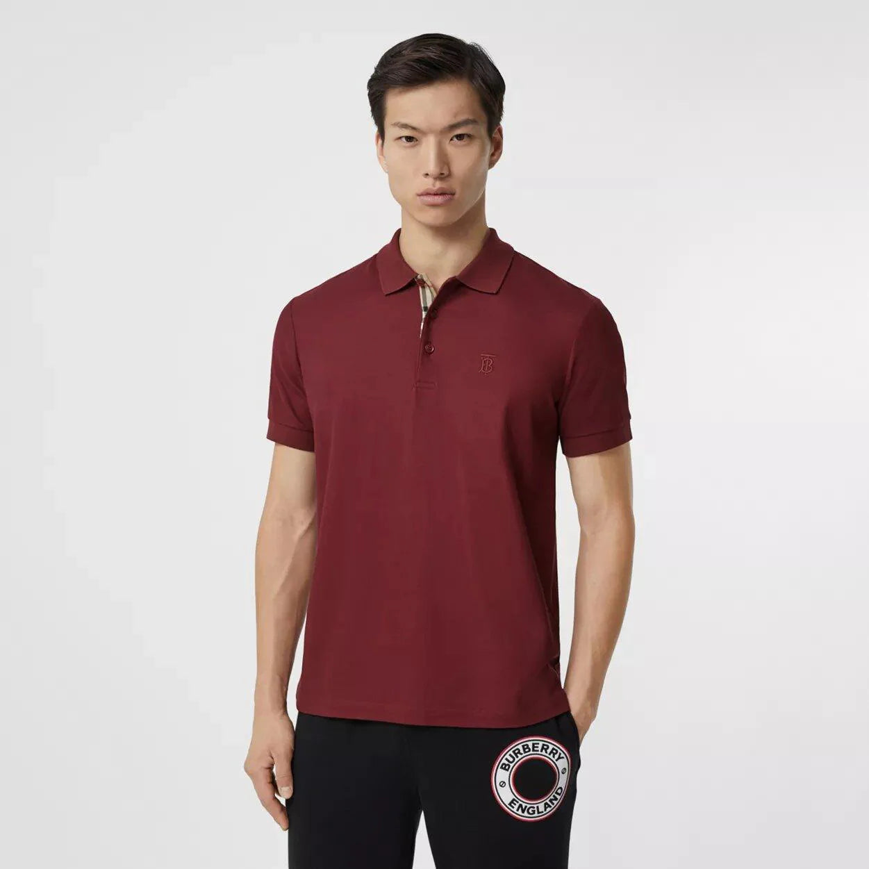 Burberry Polo Piqué Monogram Motif Granate